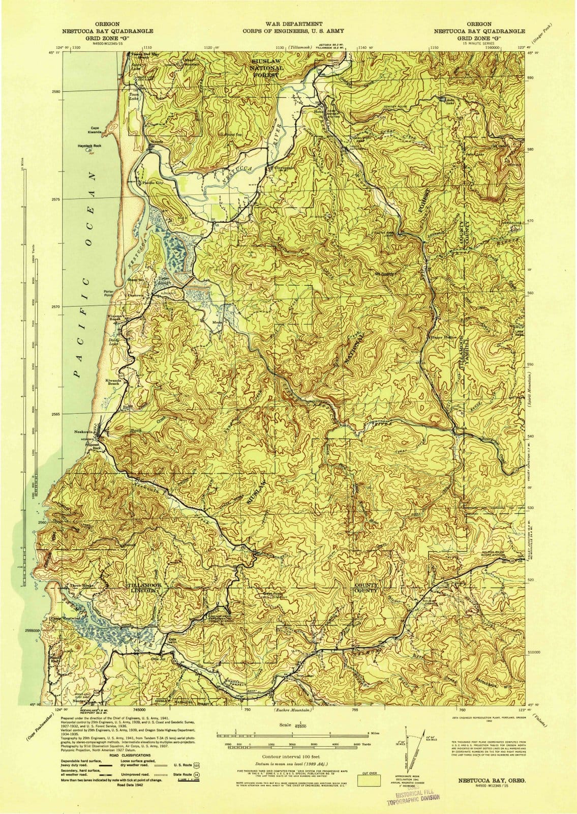 1942 Nestucca Bay, OR - Oregon - USGS Topographic Map