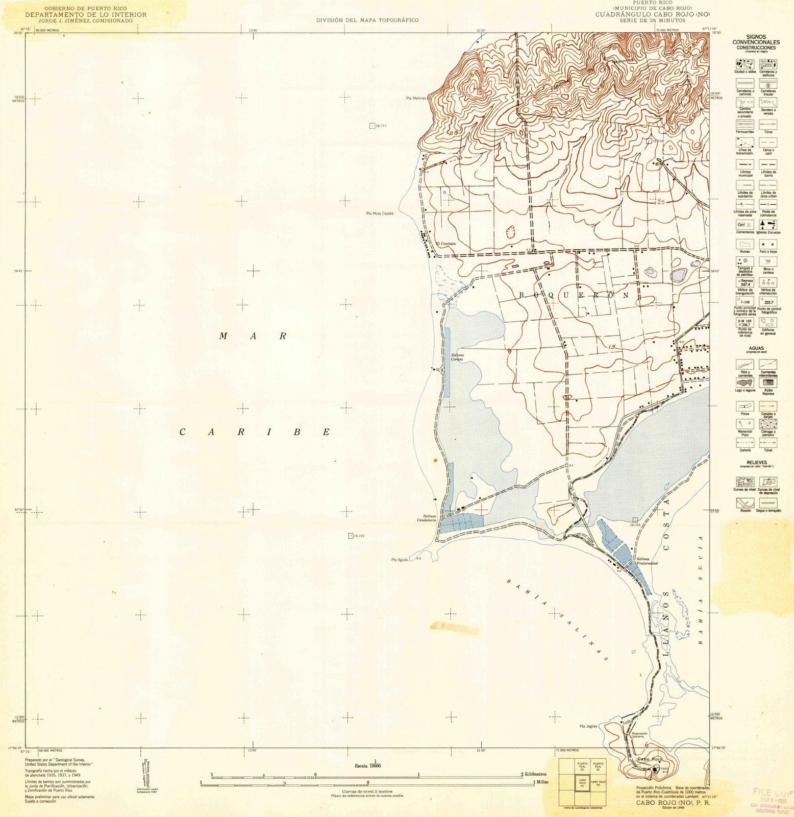 1949 Cabo Rojo NO, PR - Puerto Rico - USGS Topographic Map