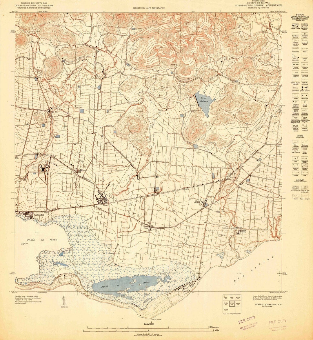 1947 Central Aguirre, PR - Puerto Rico - USGS Topographic Map