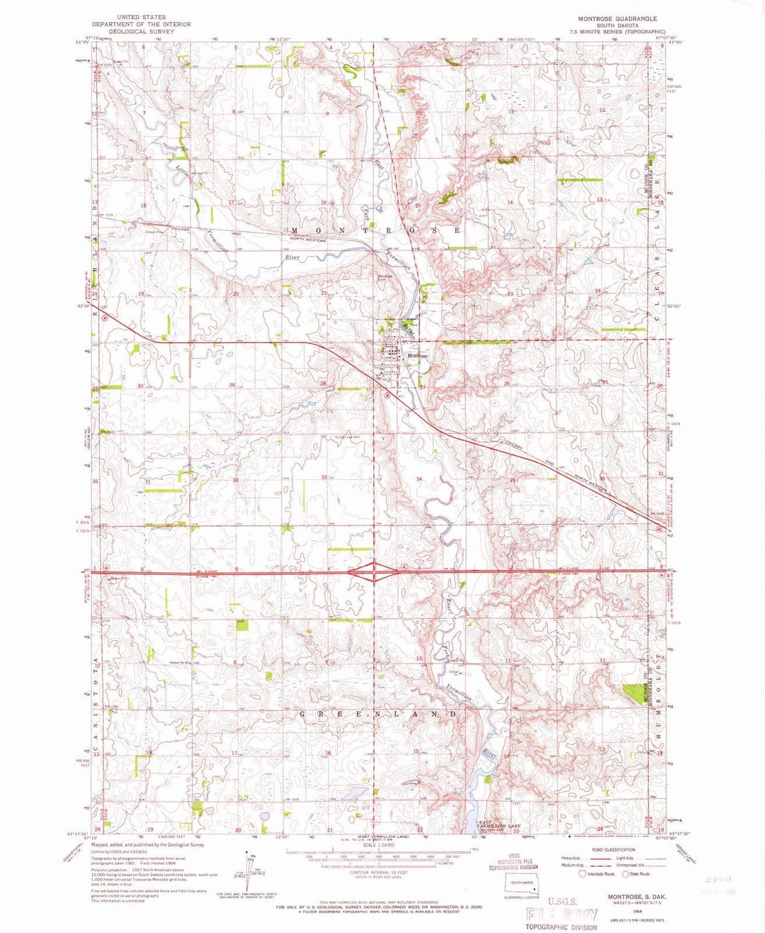 1964 Montrose, SD - South Dakota - USGS Topographic Map