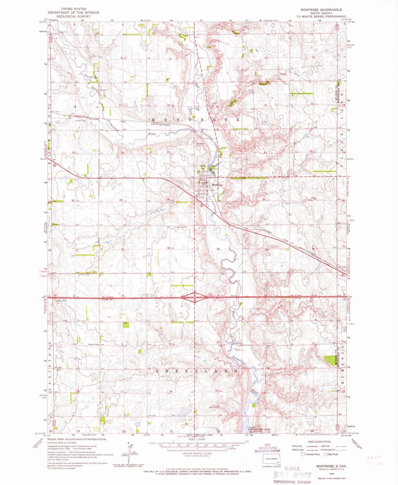 1964 Montrose, SD - South Dakota - USGS Topographic Map