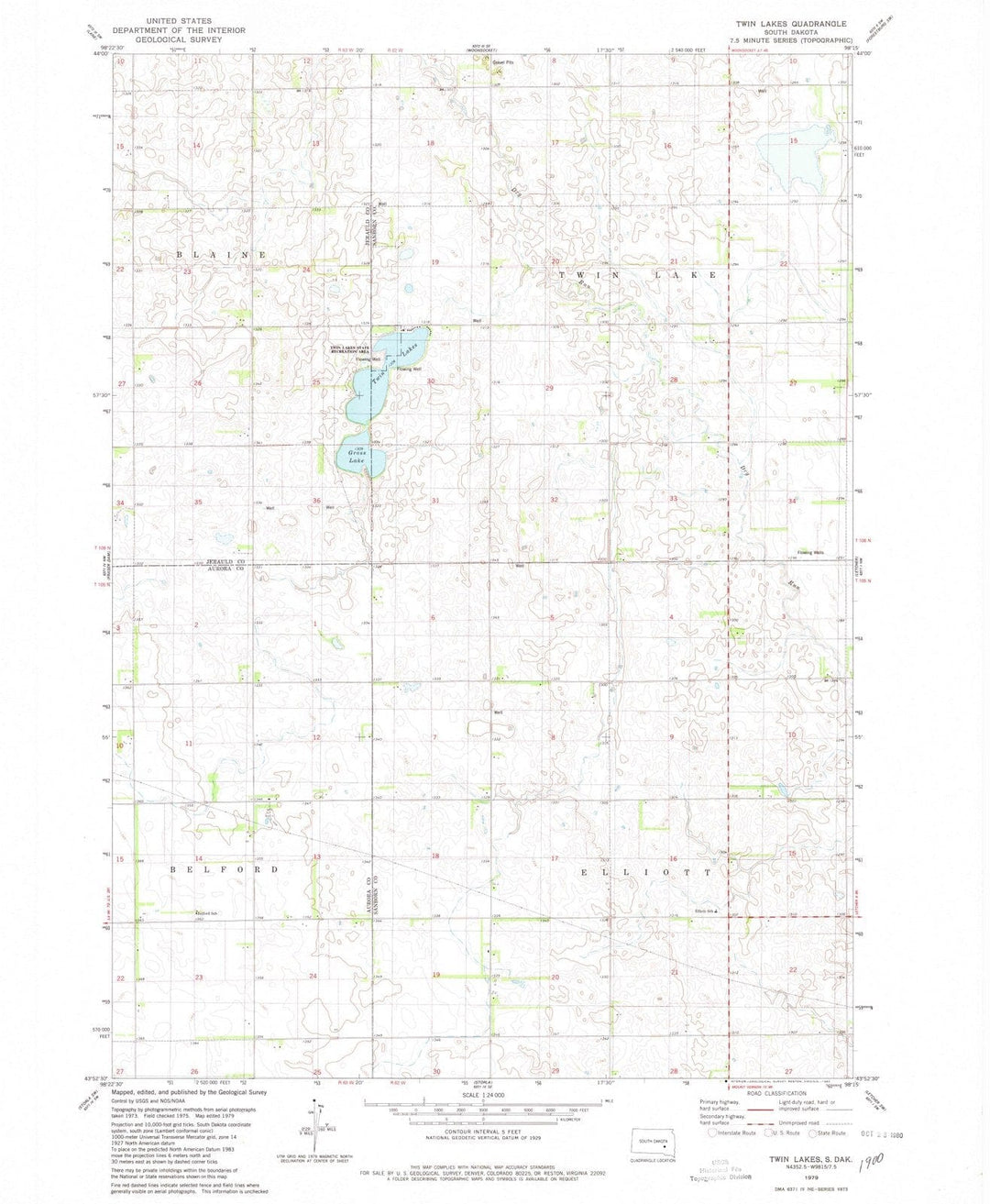 1979 Twin Lakes, SD - South Dakota - USGS Topographic Map