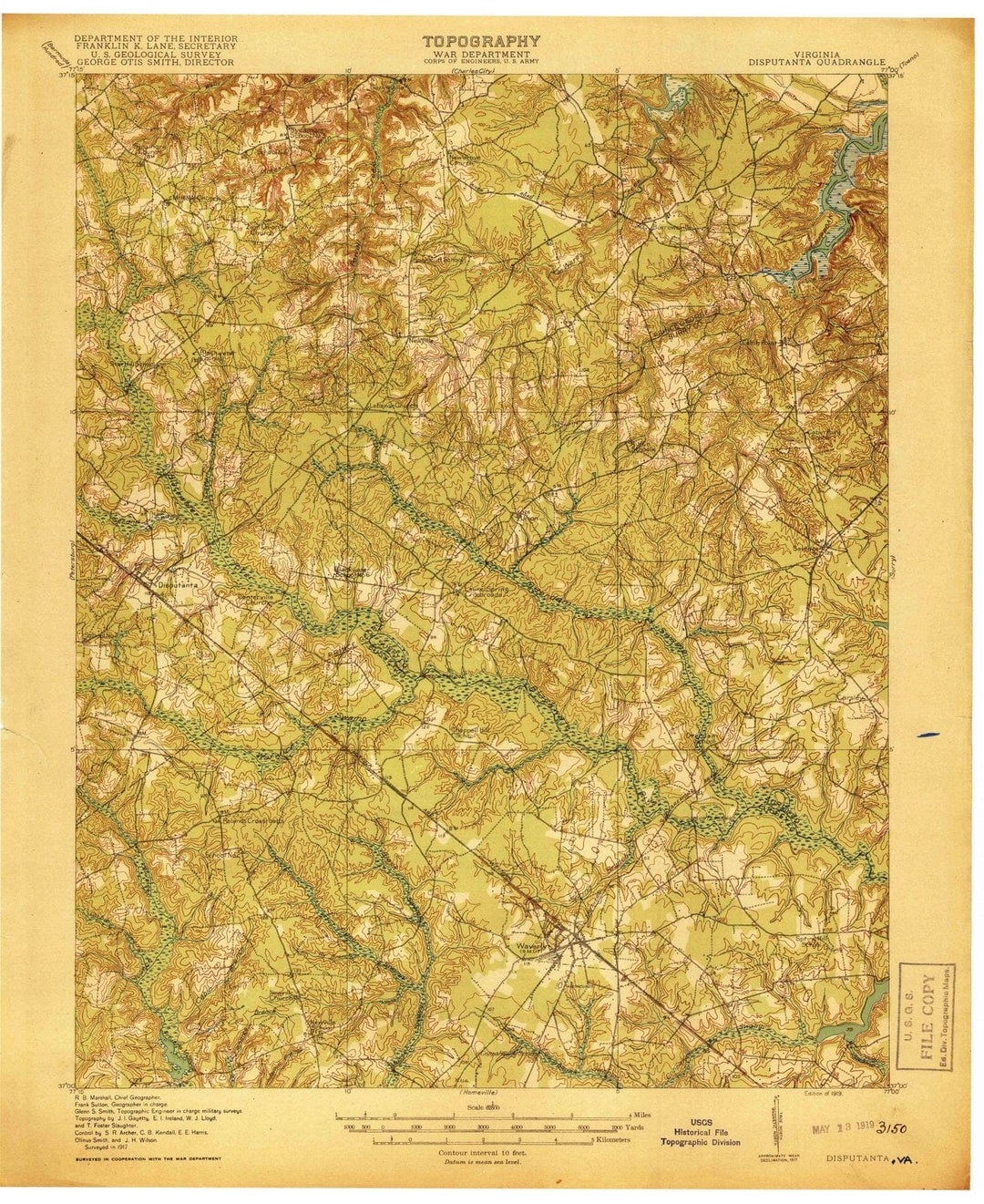 1919 Disputanta, VA - Virginia - USGS Topographic Map