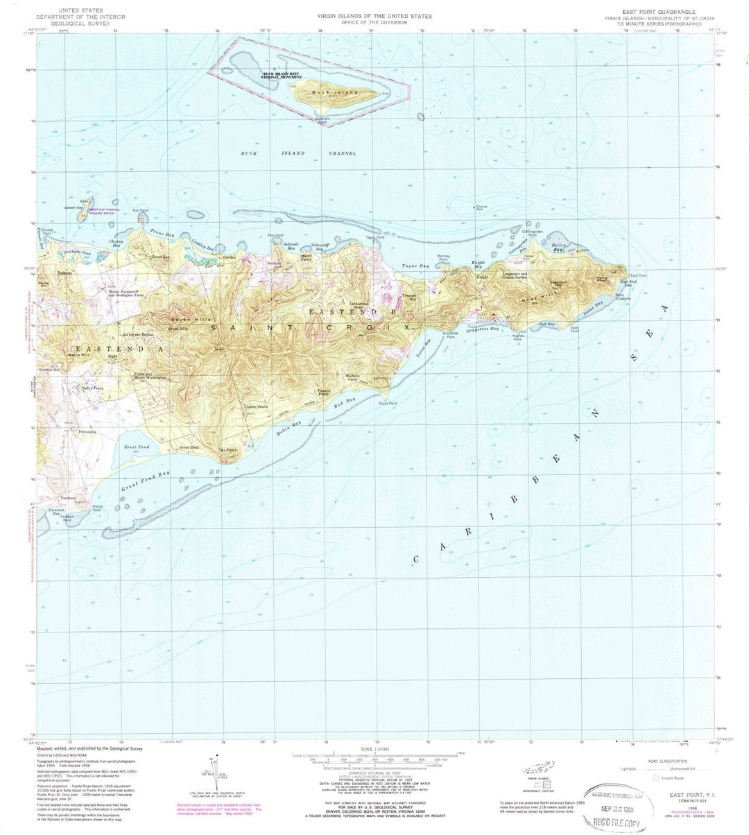 1958 East Point, VI - Virgin Islands - USGS Topographic Map