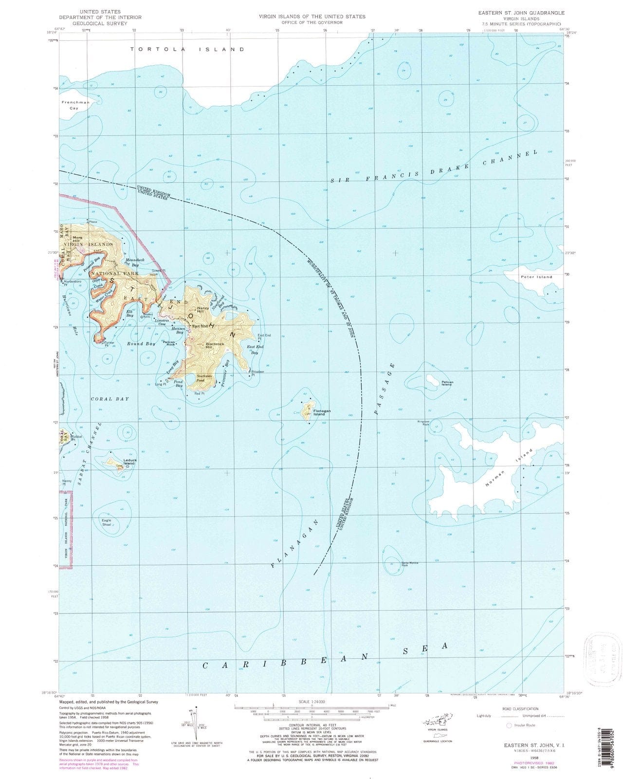 1958 Eastern St. John, VI - Virgin Islands - USGS Topographic Map