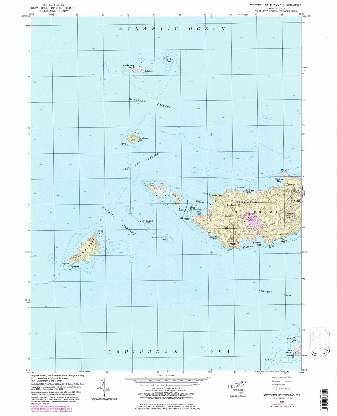 1955 Western St. Thomas, VI - Virgin Islands - USGS Topographic Map