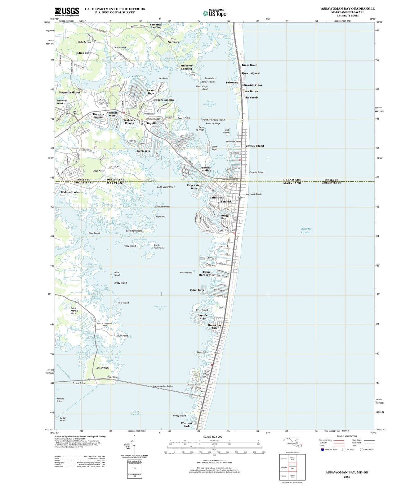 2013 Assawoman Bay, MD - Maryland - USGS Topographic Map