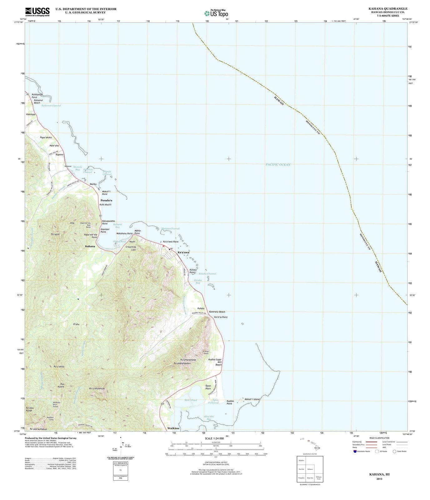 2013 Kahana, HI - Hawaii - USGS Topographic Map