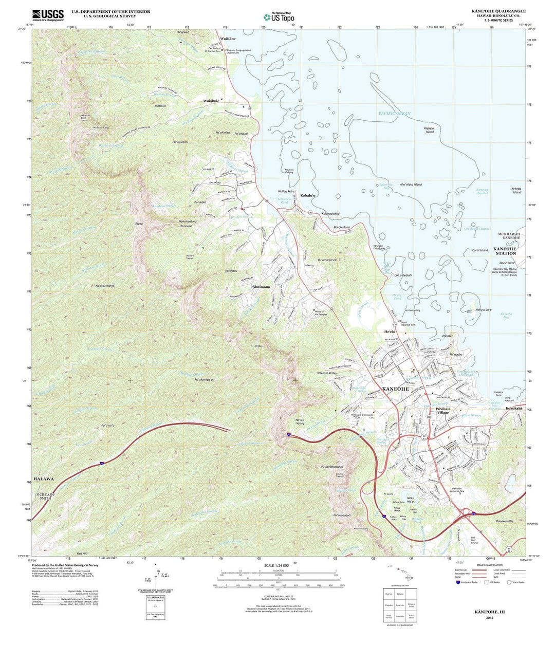 2013 Kaneohe, HI - Hawaii - USGS Topographic Map