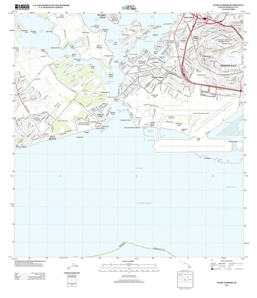 2013 Pearl Harbor, HI - Hawaii - USGS Topographic Map