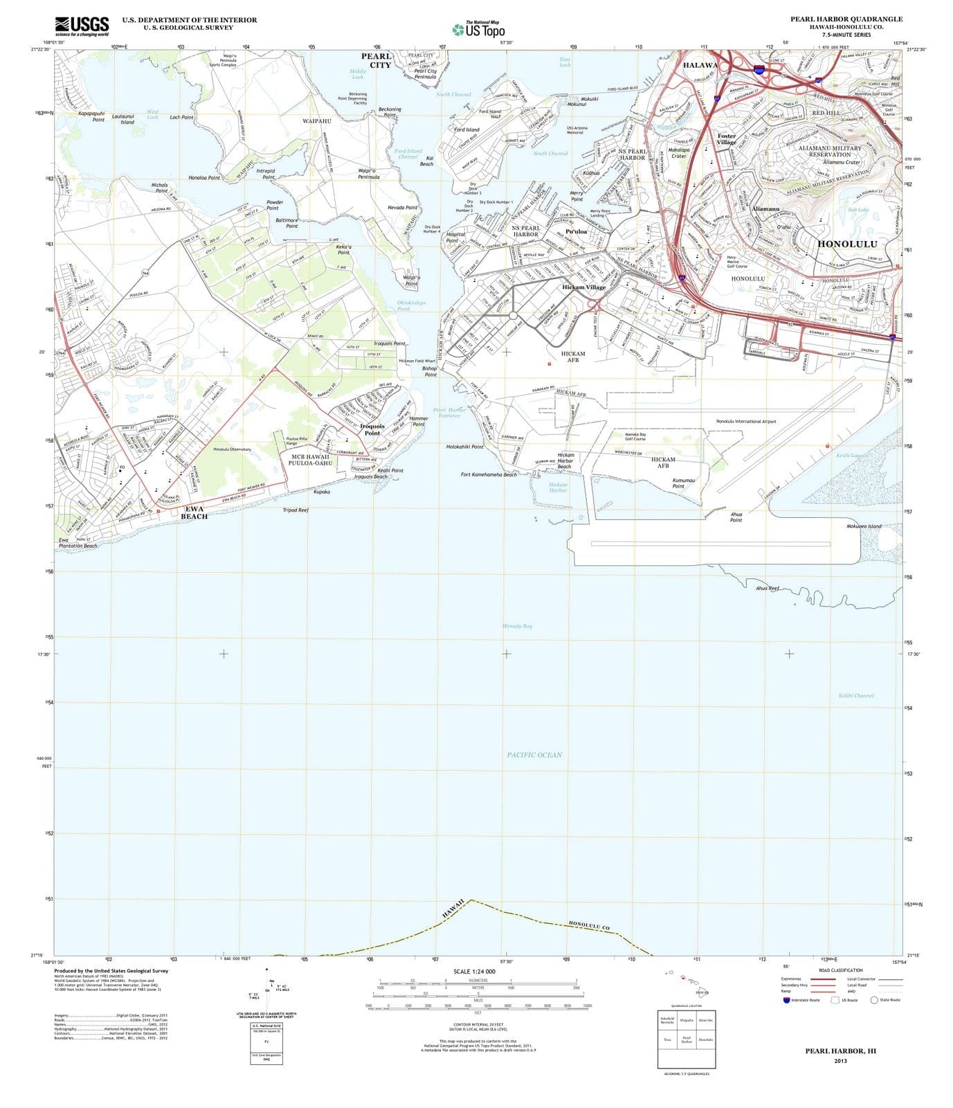 2013 Pearl Harbor, HI - Hawaii - USGS Topographic Map