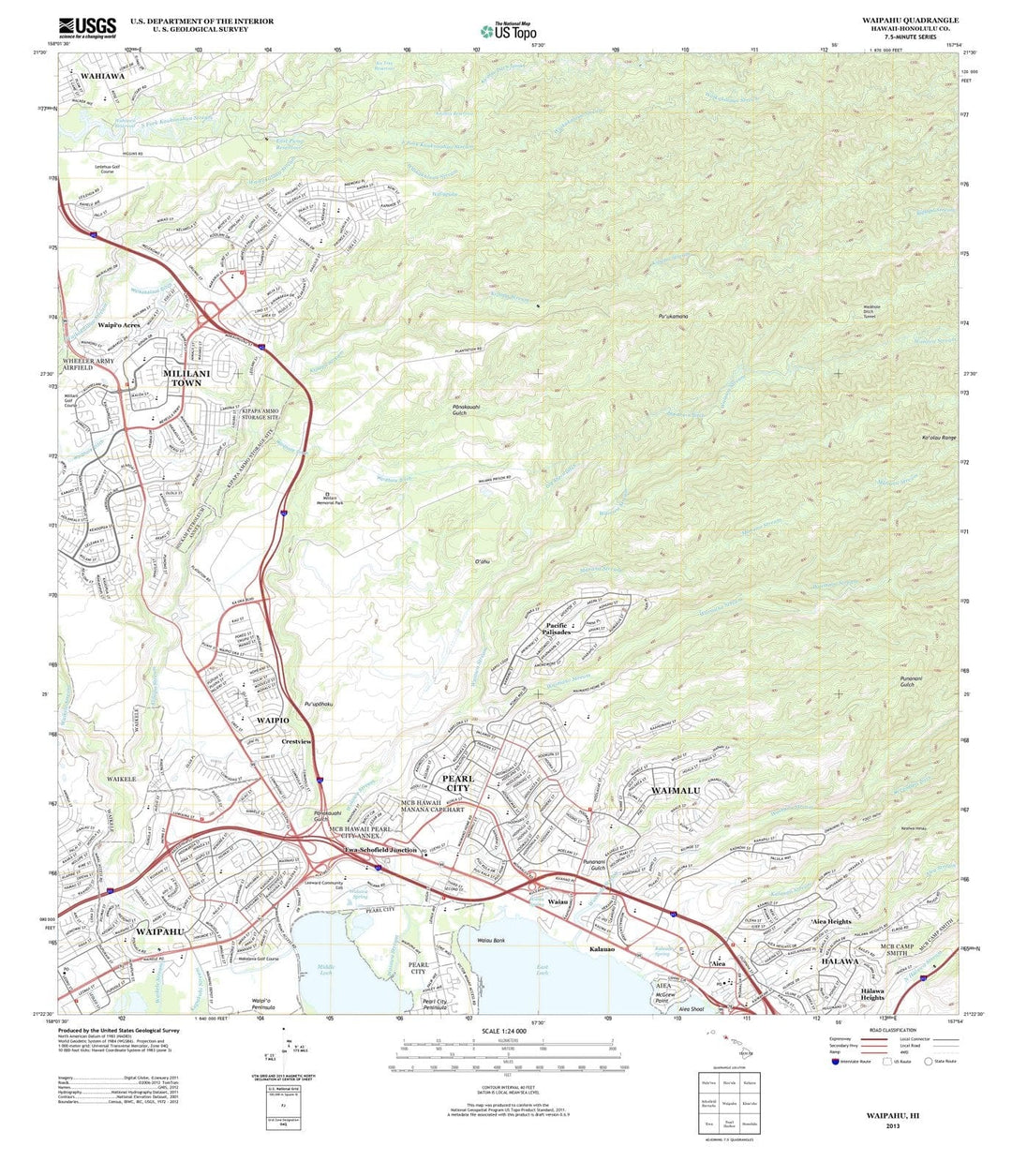 2013 Waipahu, HI - Hawaii - USGS Topographic Map