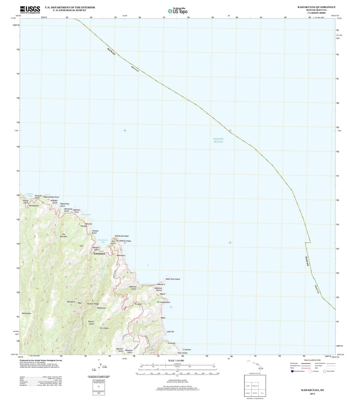 2013 Kahakuloa, HI - Hawaii - USGS Topographic Map