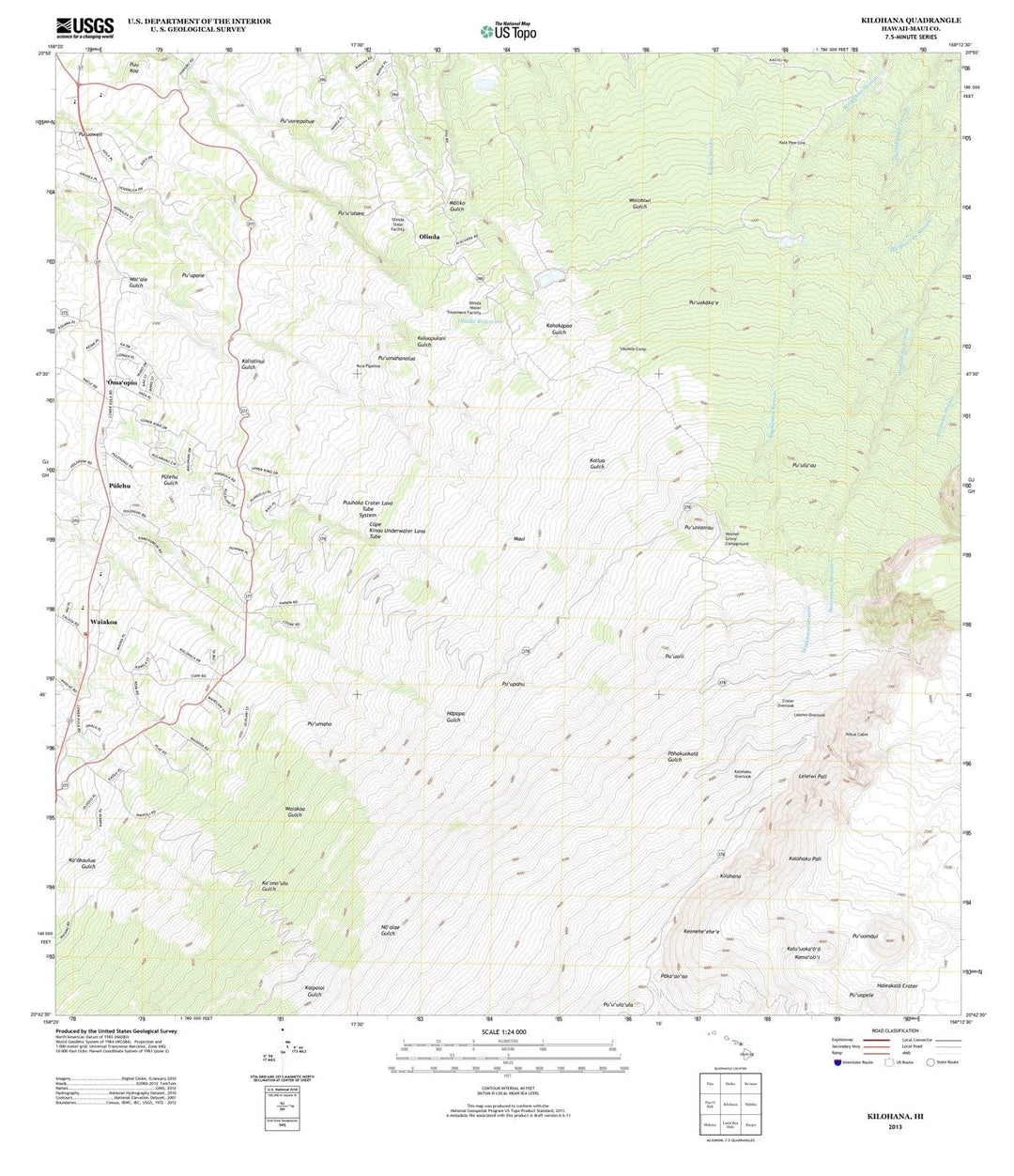 2013 Kilohana, HI - Hawaii - USGS Topographic Map