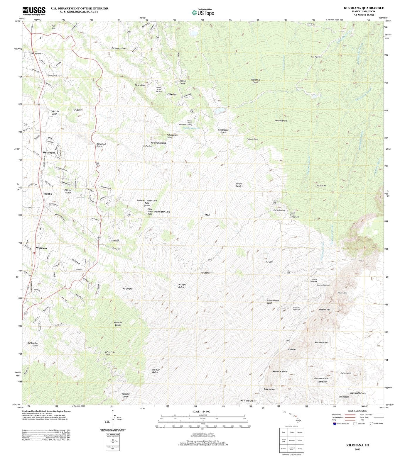 2013 Kilohana, HI - Hawaii - USGS Topographic Map