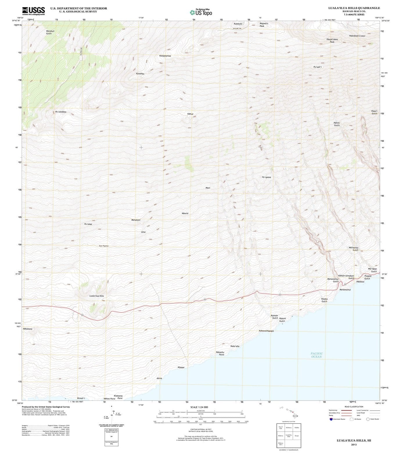 2013 Lualailua Hills, HI - Hawaii - USGS Topographic Map