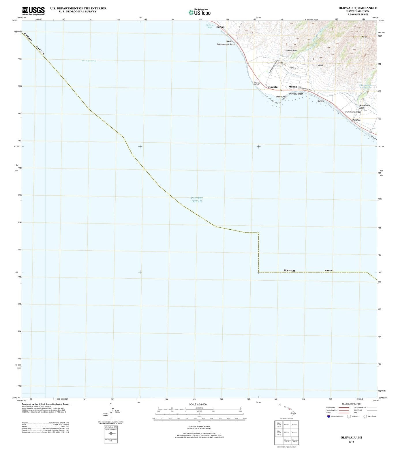 2013 Olowalu, HI - Hawaii - USGS Topographic Map