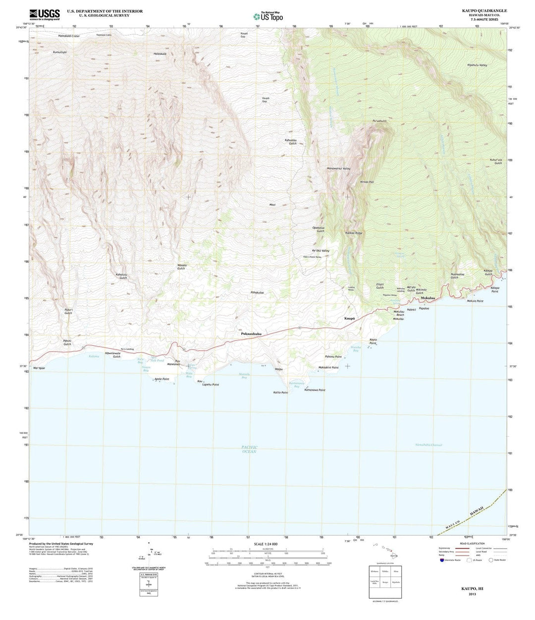 2013 Kaupo, HI - Hawaii - USGS Topographic Map