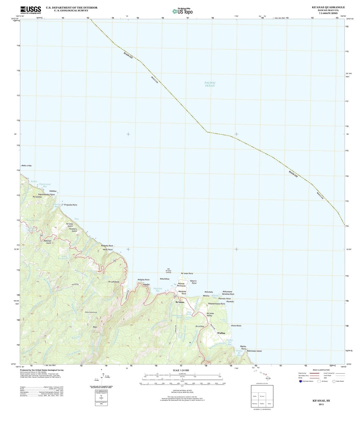 2013 Keanae, HI - Hawaii - USGS Topographic Map