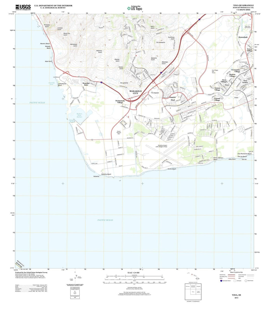 2013 EWA, HI - Hawaii - USGS Topographic Map