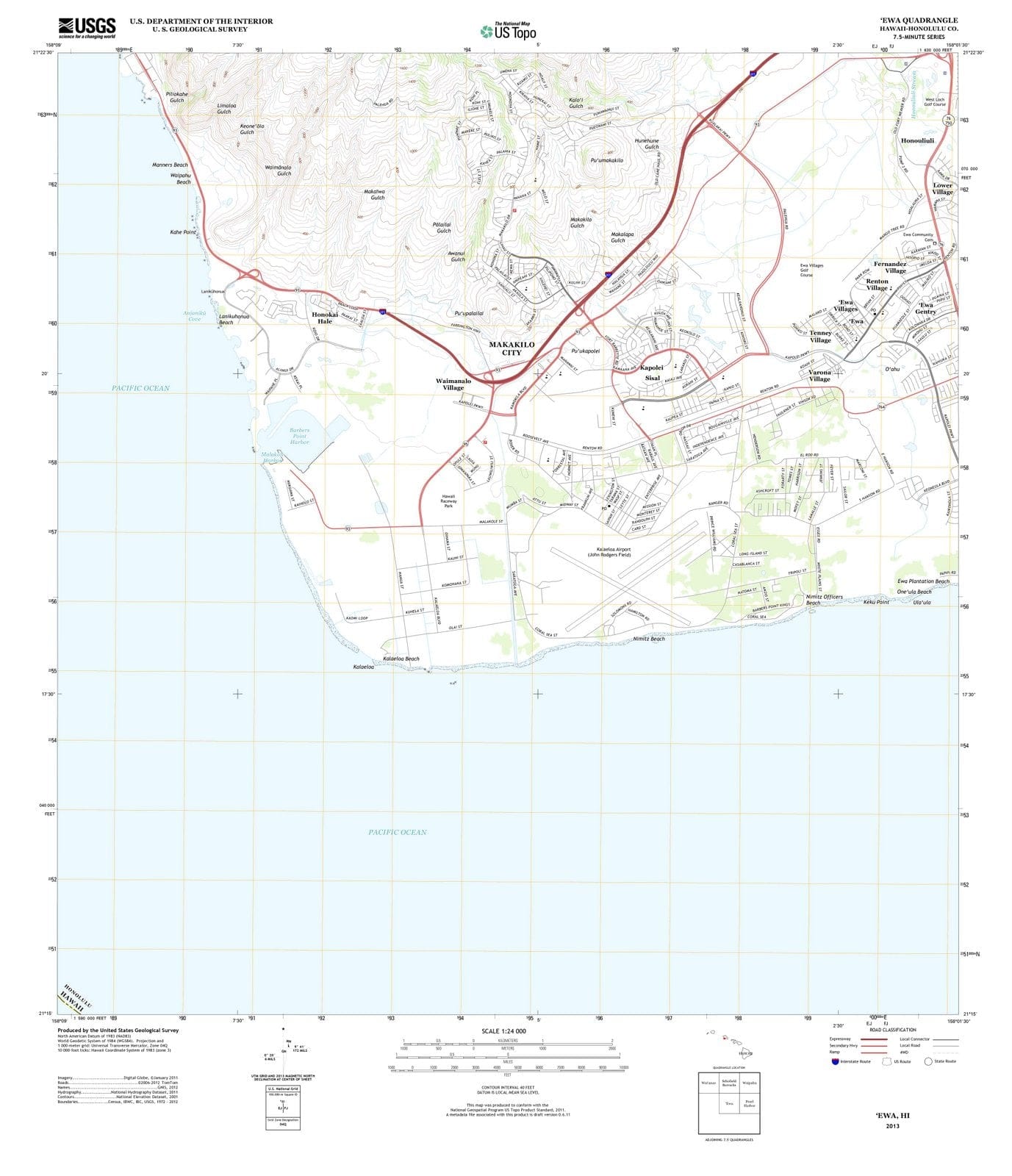 2013 EWA, HI - Hawaii - USGS Topographic Map