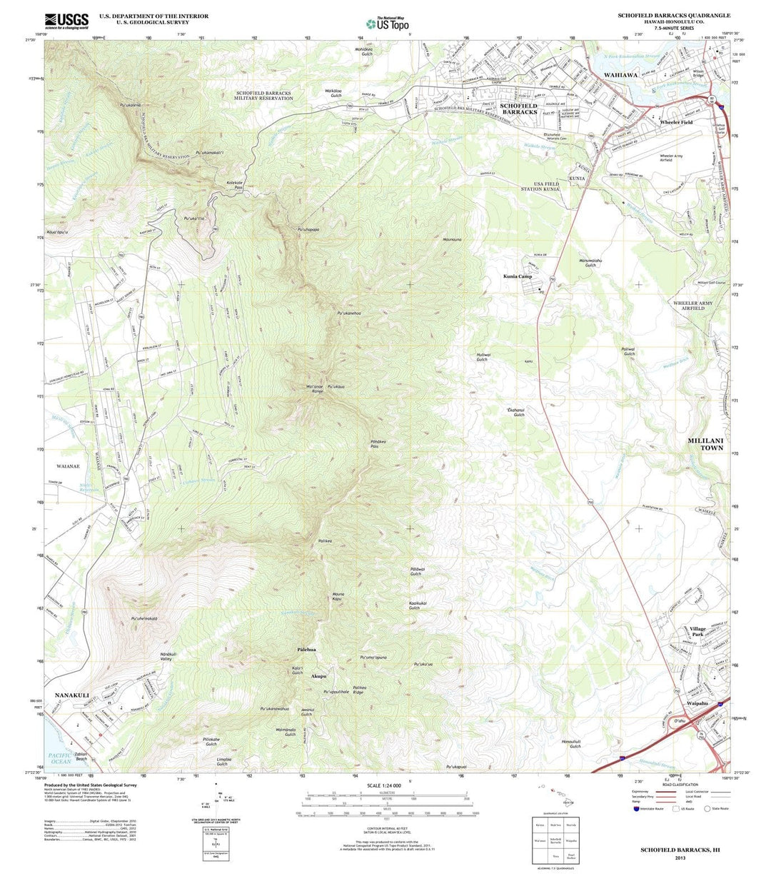 2013 Schofield Barracks, HI - Hawaii - USGS Topographic Map