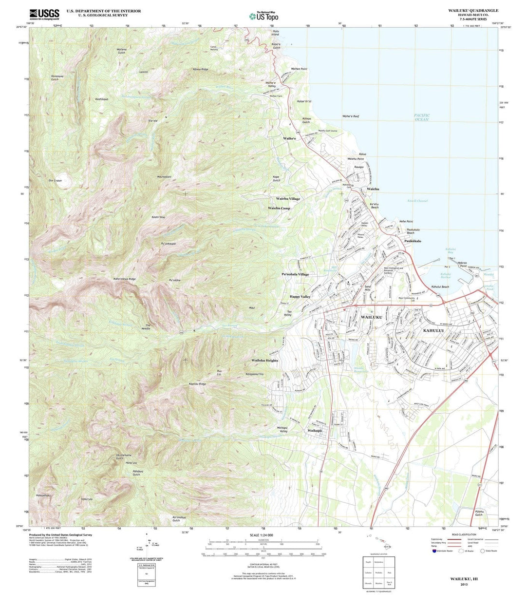 2013 Wailuku, HI - Hawaii - USGS Topographic Map