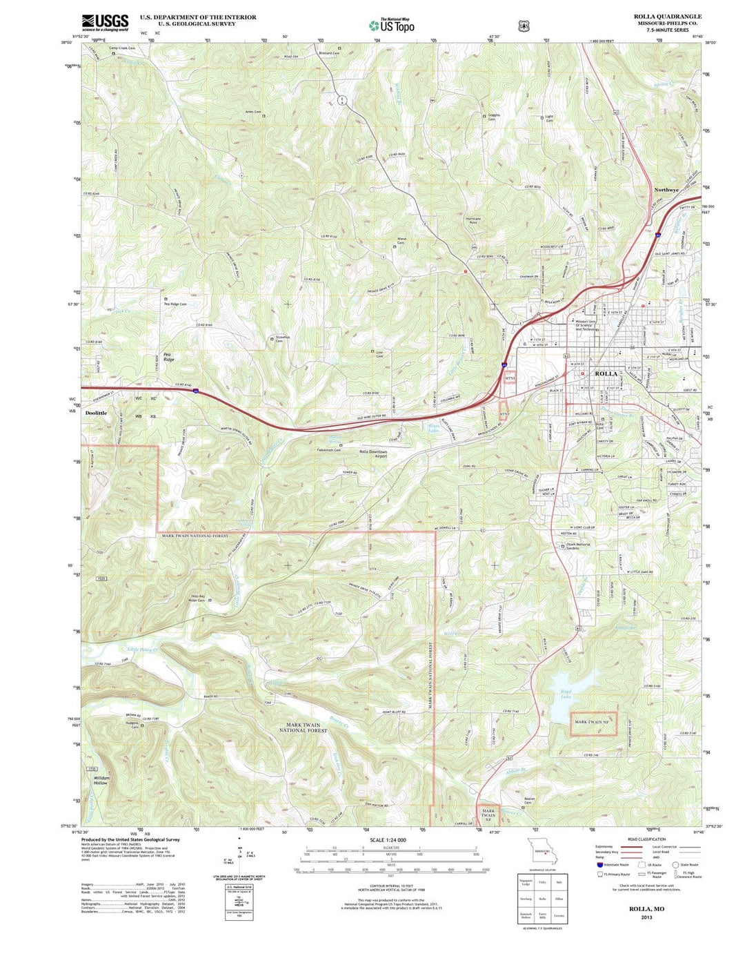 2013 Rolla, MO - Missouri - USGS Topographic Map