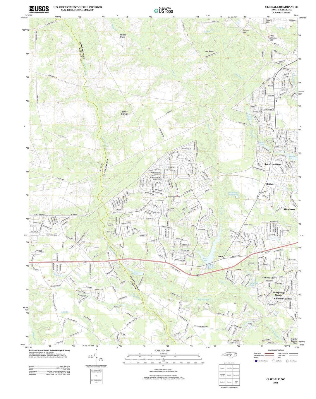 2013 Clifdale, NC - North Carolina - USGS Topographic Map