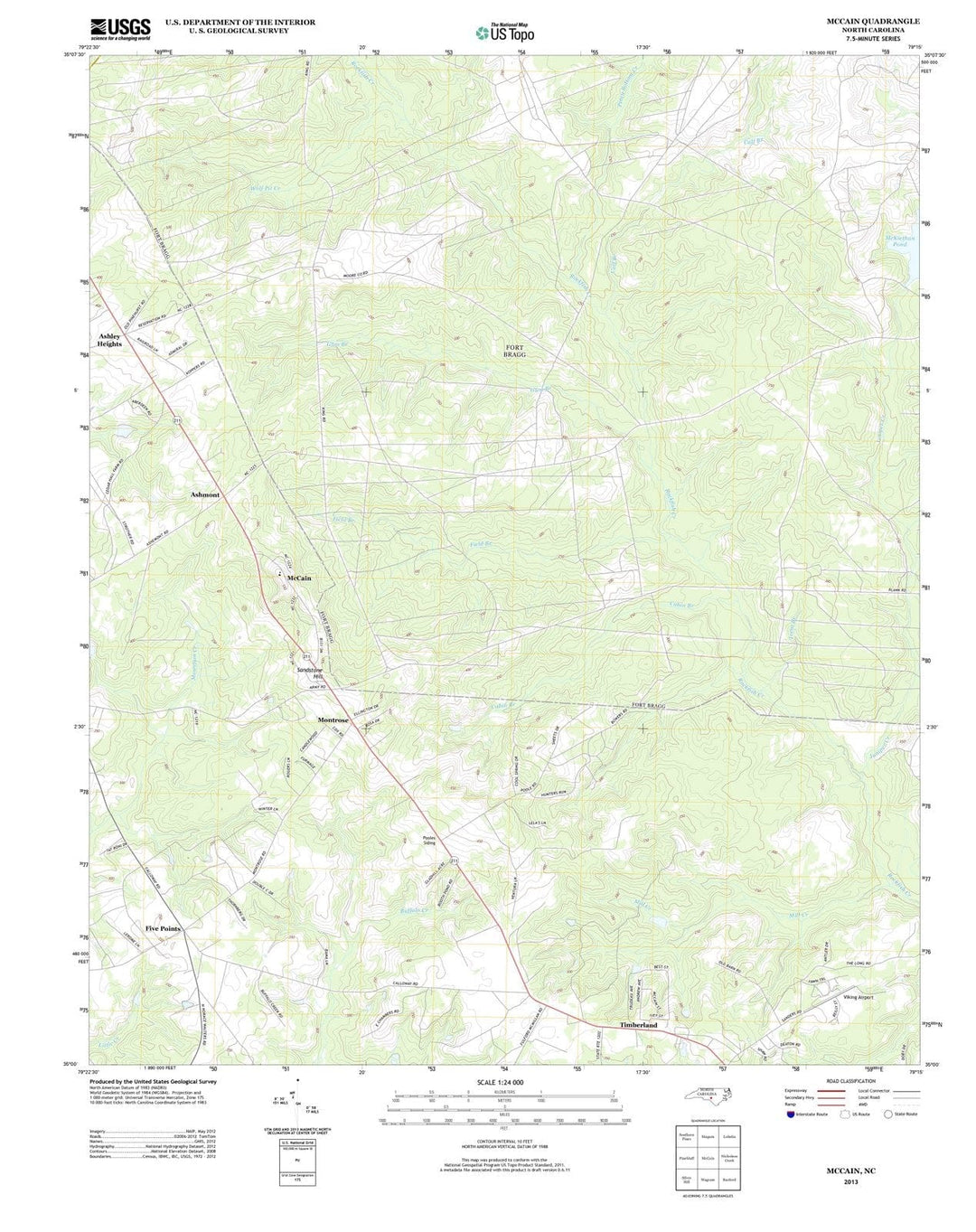 2013 McCain, NC - North Carolina - USGS Topographic Map