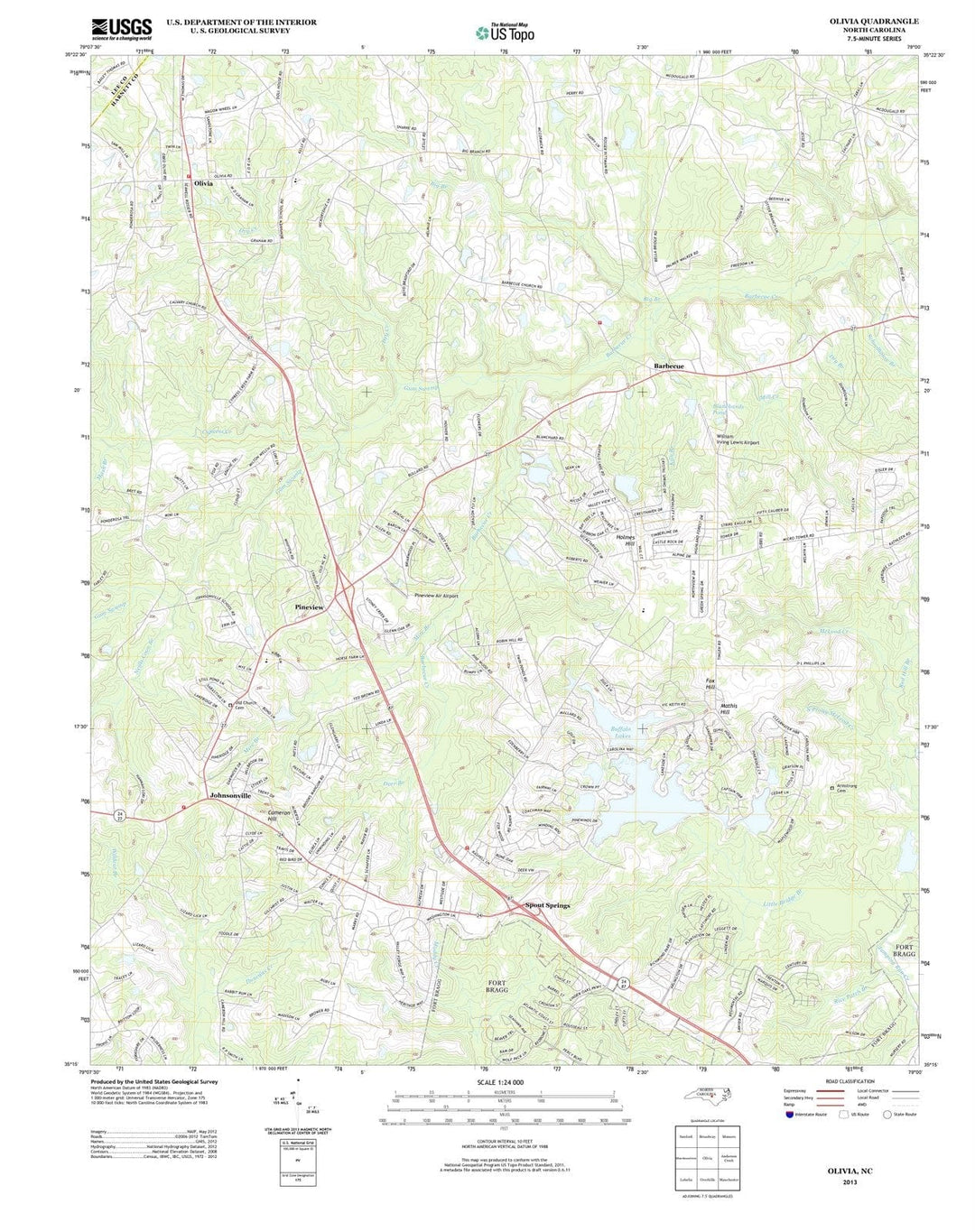 2013 Olivia, NC - North Carolina - USGS Topographic Map