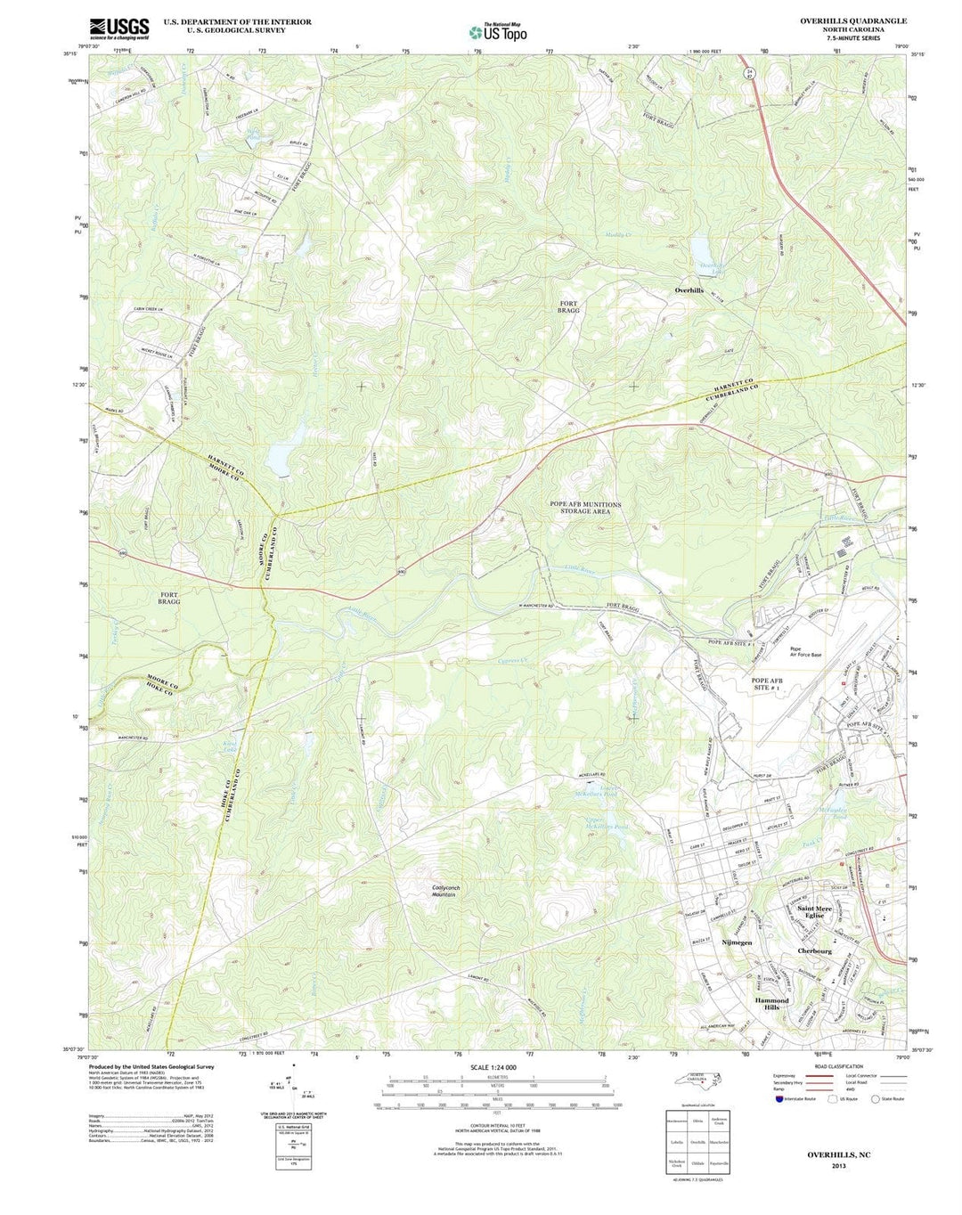 2013 Overhills, NC - North Carolina - USGS Topographic Map