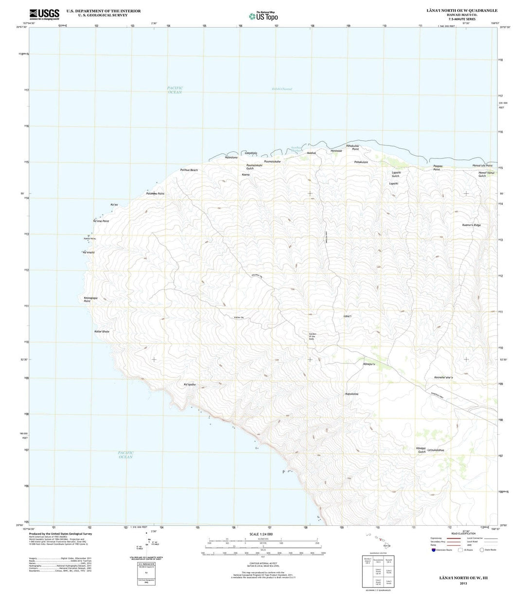 2013 Lanai North, HI - Hawaii - USGS Topographic Map