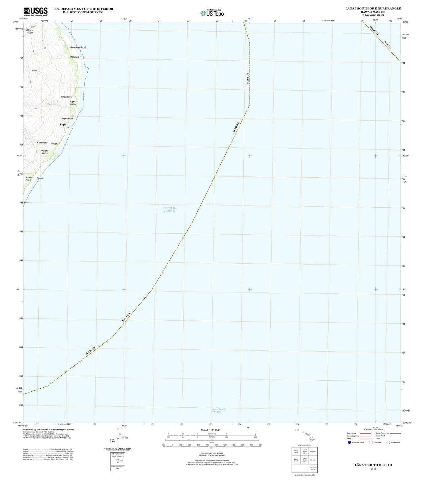 2013 Lanai South OE E, HI - Hawaii - USGS Topographic Map