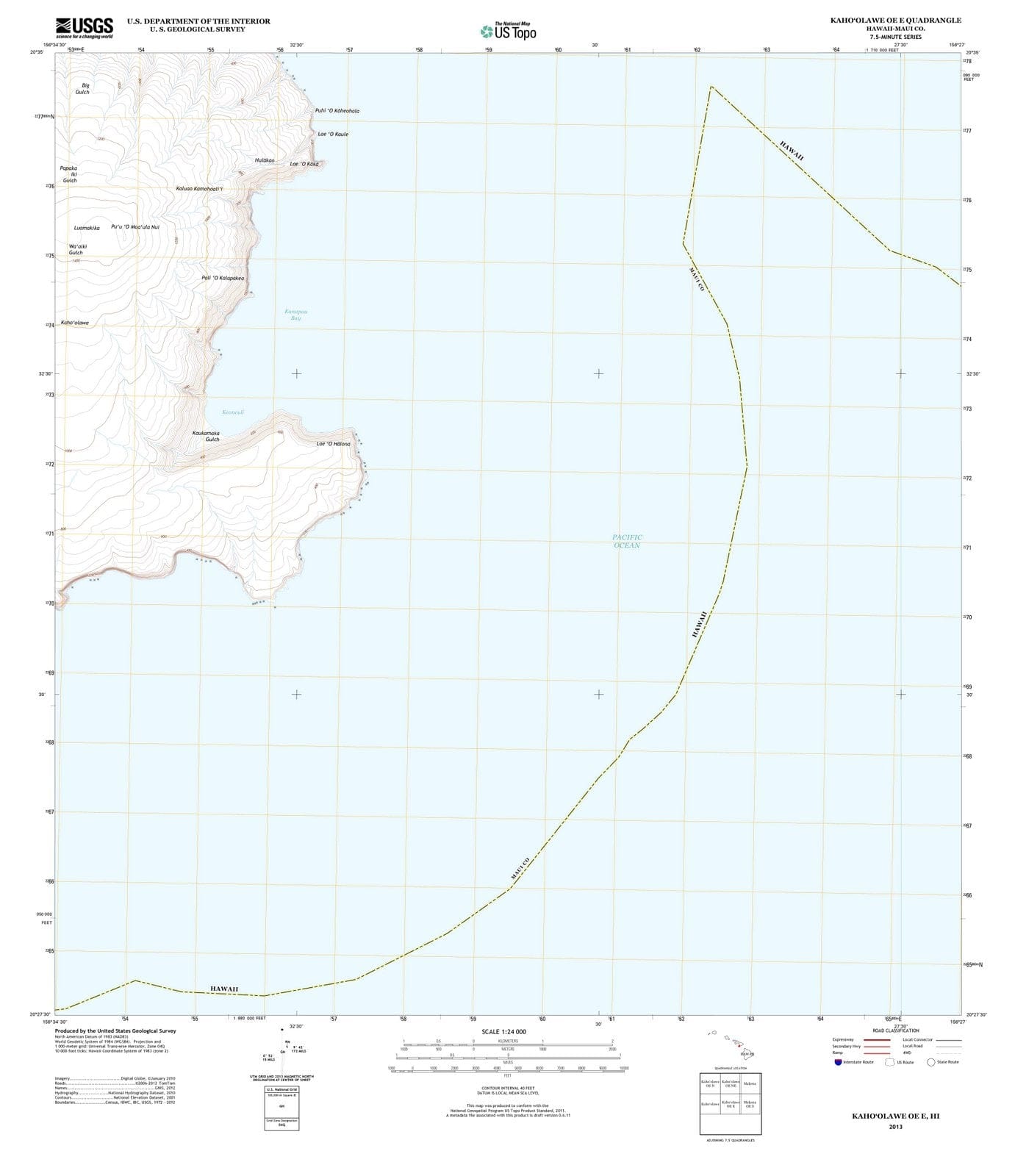 2013 Kahoolawe OE E, HI - Hawaii - USGS Topographic Map