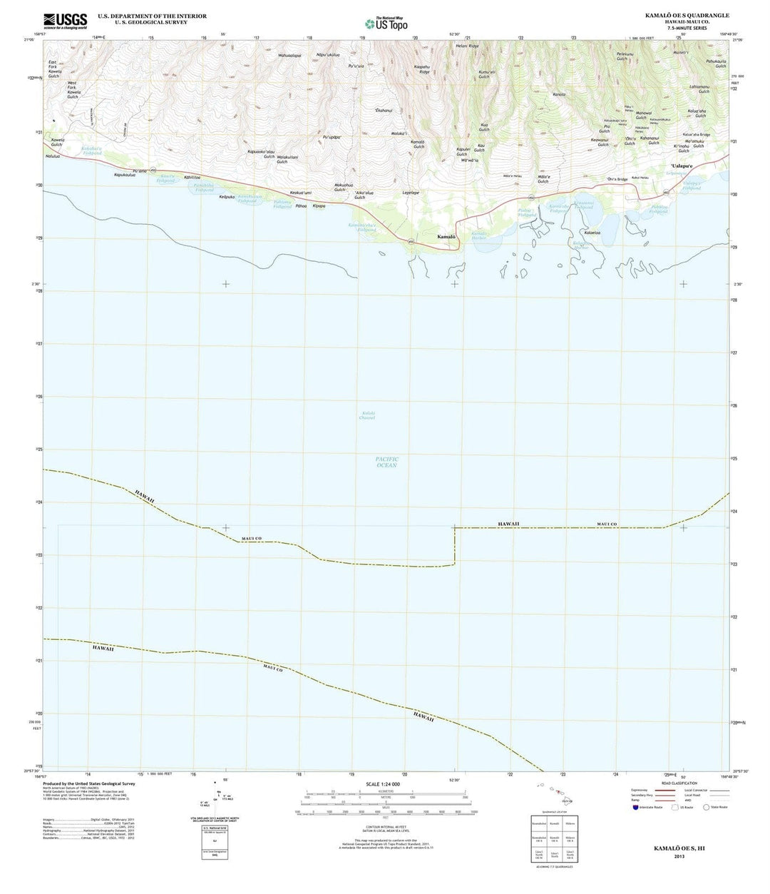 2013 Kamalo OE S, HI - Hawaii - USGS Topographic Map