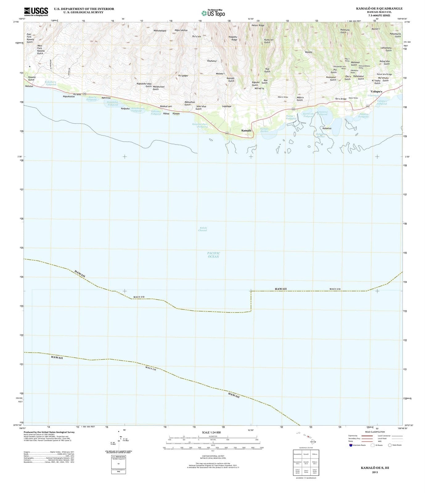 2013 Kamalo OE S, HI - Hawaii - USGS Topographic Map