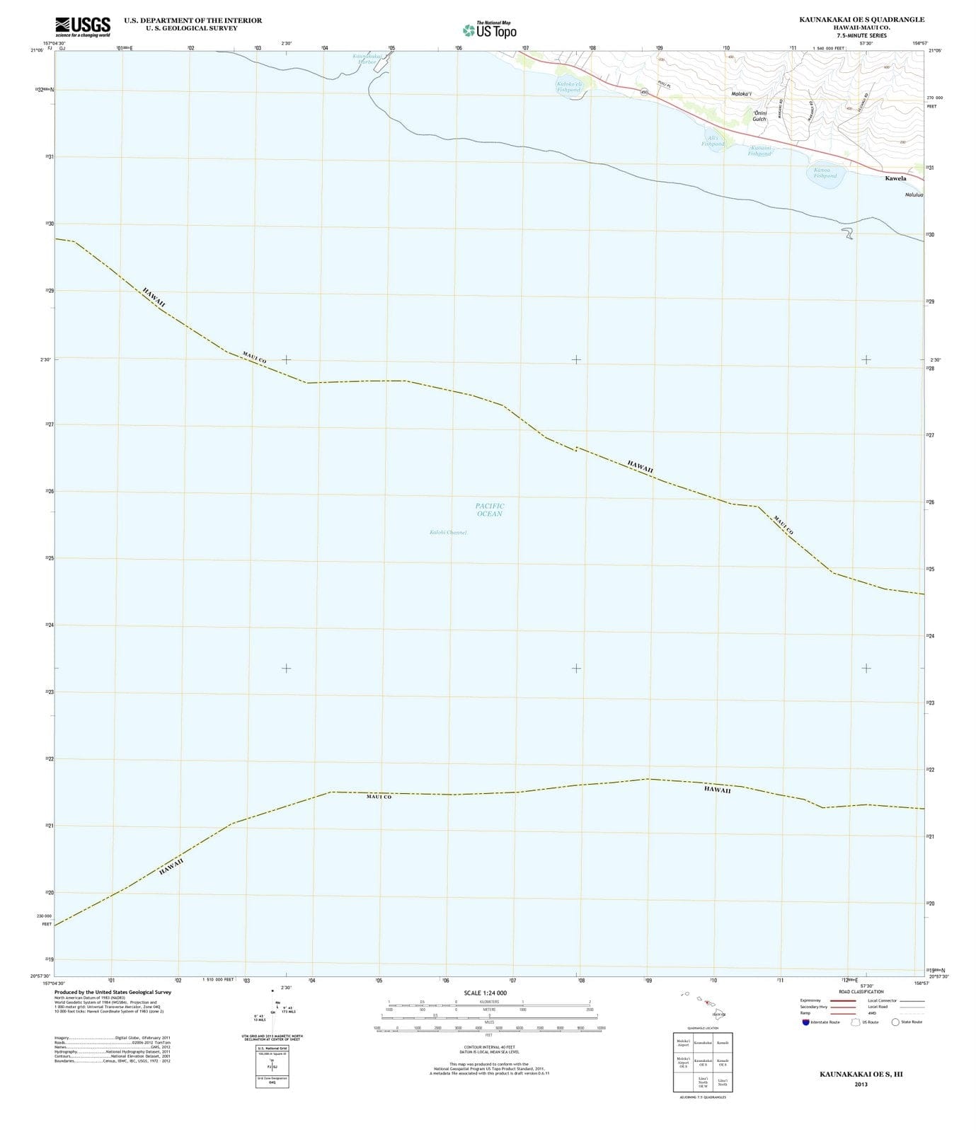 2013 Kaunakakai OE S, HI - Hawaii - USGS Topographic Map