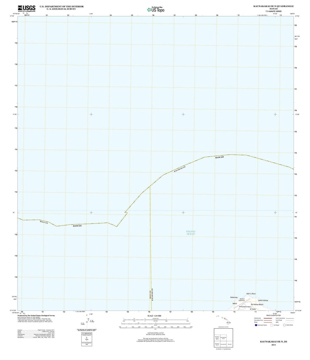 2013 Kaunakakai, HI - Hawaii - USGS Topographic Map