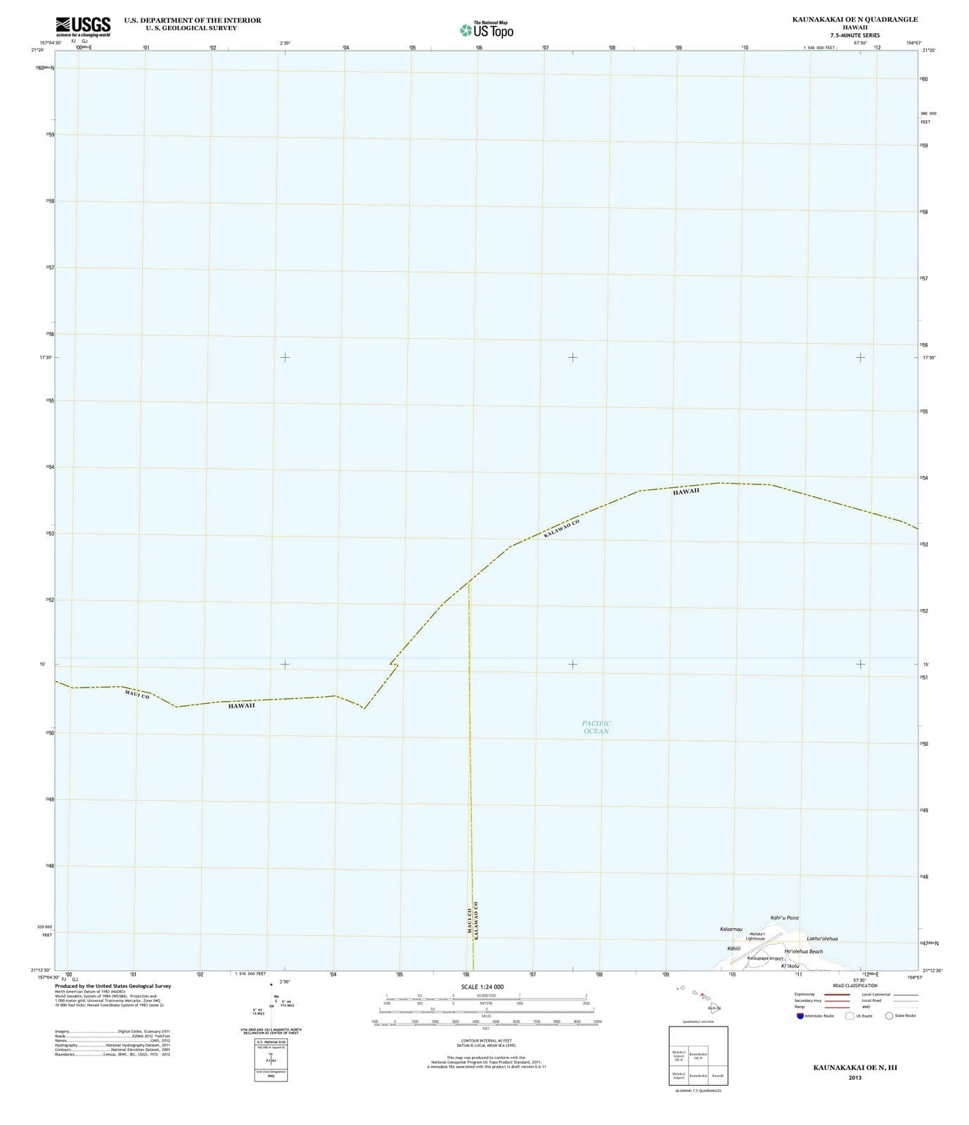 2013 Kaunakakai, HI - Hawaii - USGS Topographic Map