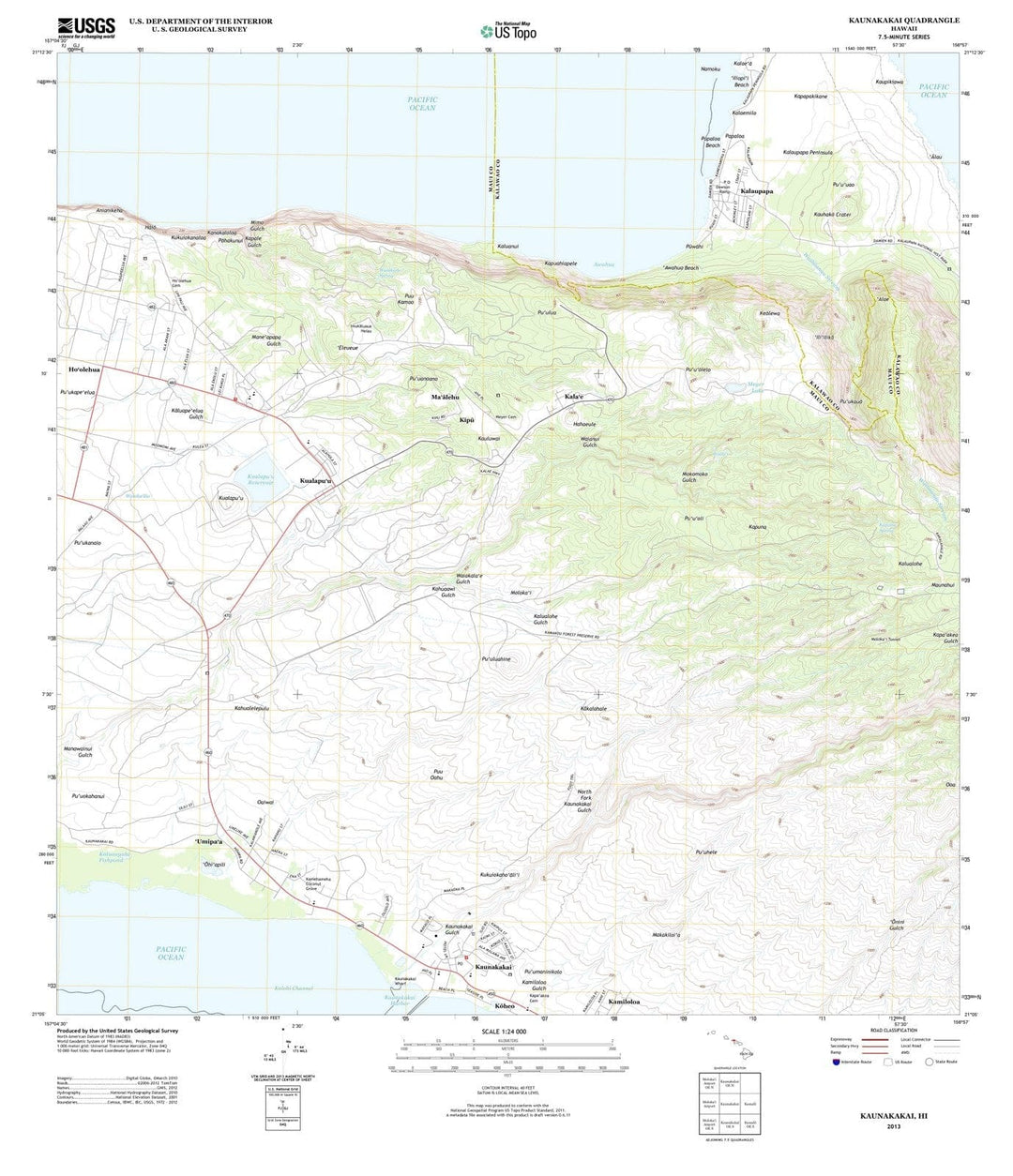 2013 Kaunakakai, HI - Hawaii - USGS Topographic Map v2