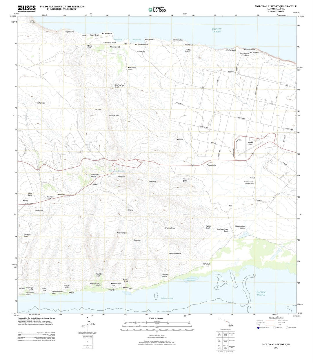 2013 Molokai Airport, HI - Hawaii - USGS Topographic Map v2