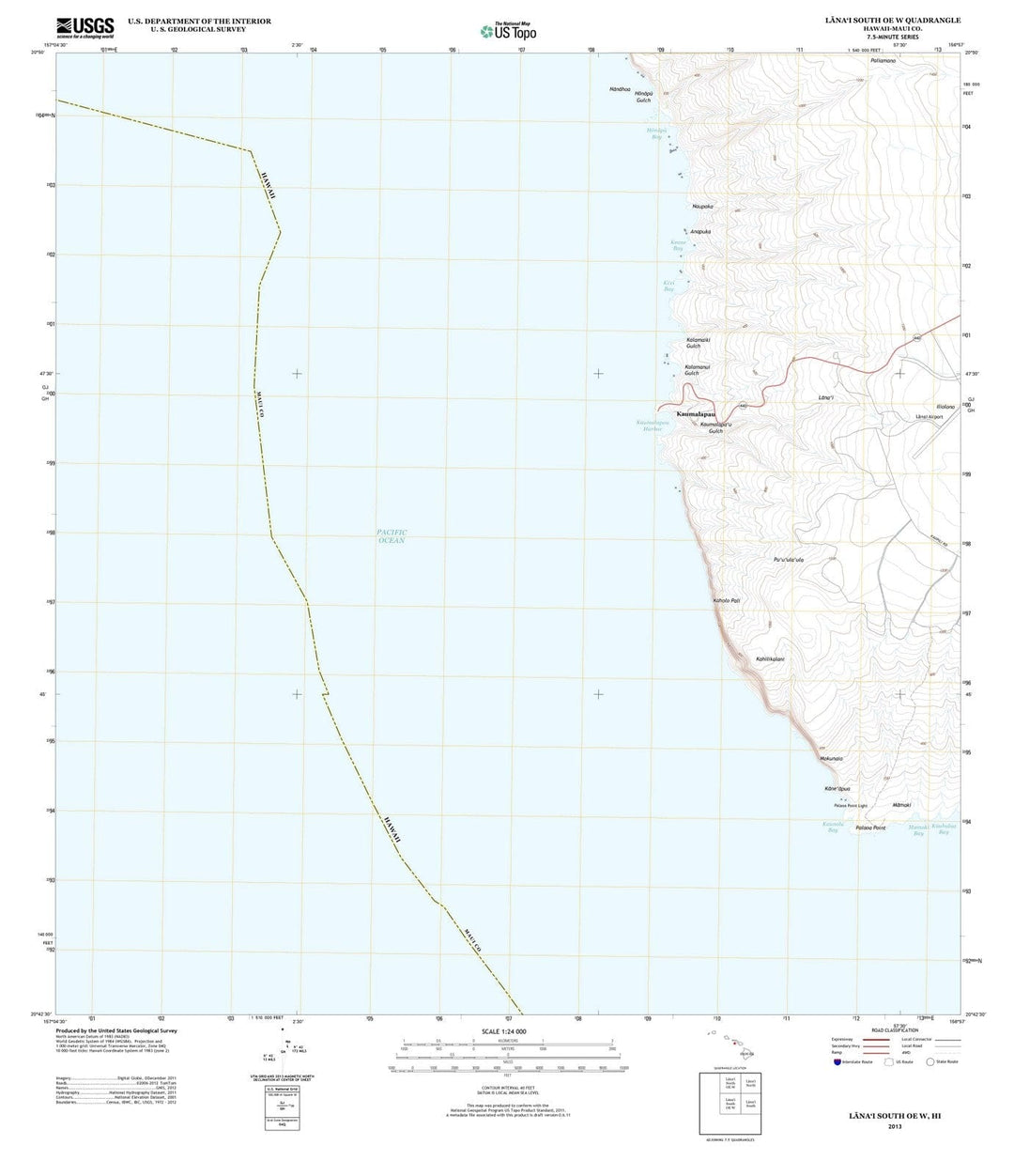 2013 Lanai South, HI - Hawaii - USGS Topographic Map