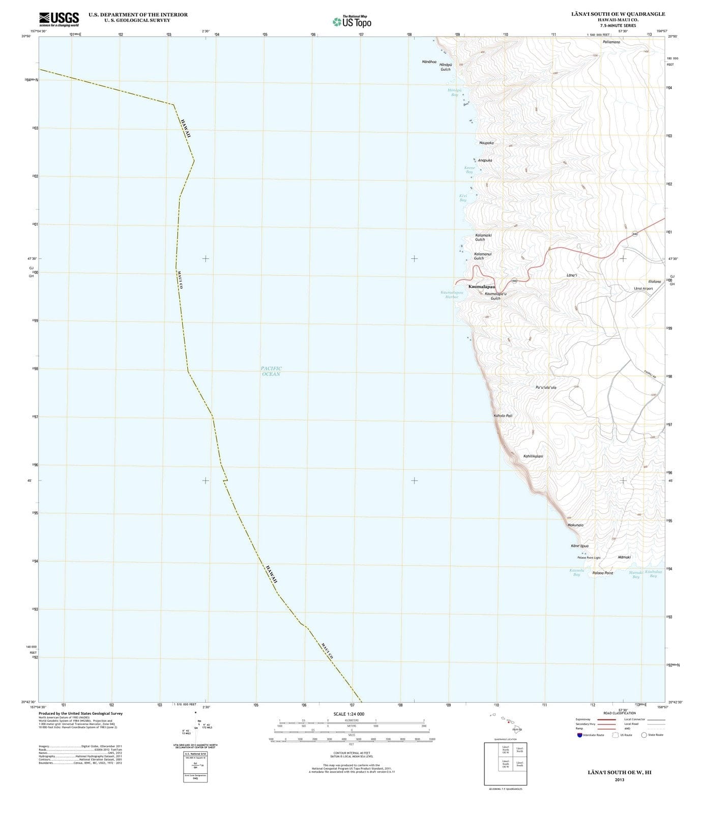 2013 Lanai South, HI - Hawaii - USGS Topographic Map