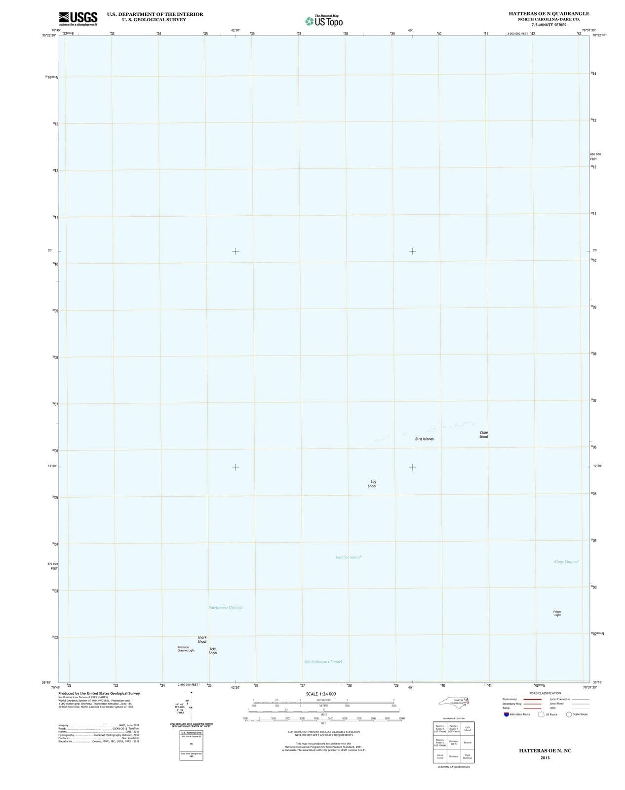 2013 Hatteras, NC - North Carolina - USGS Topographic Map