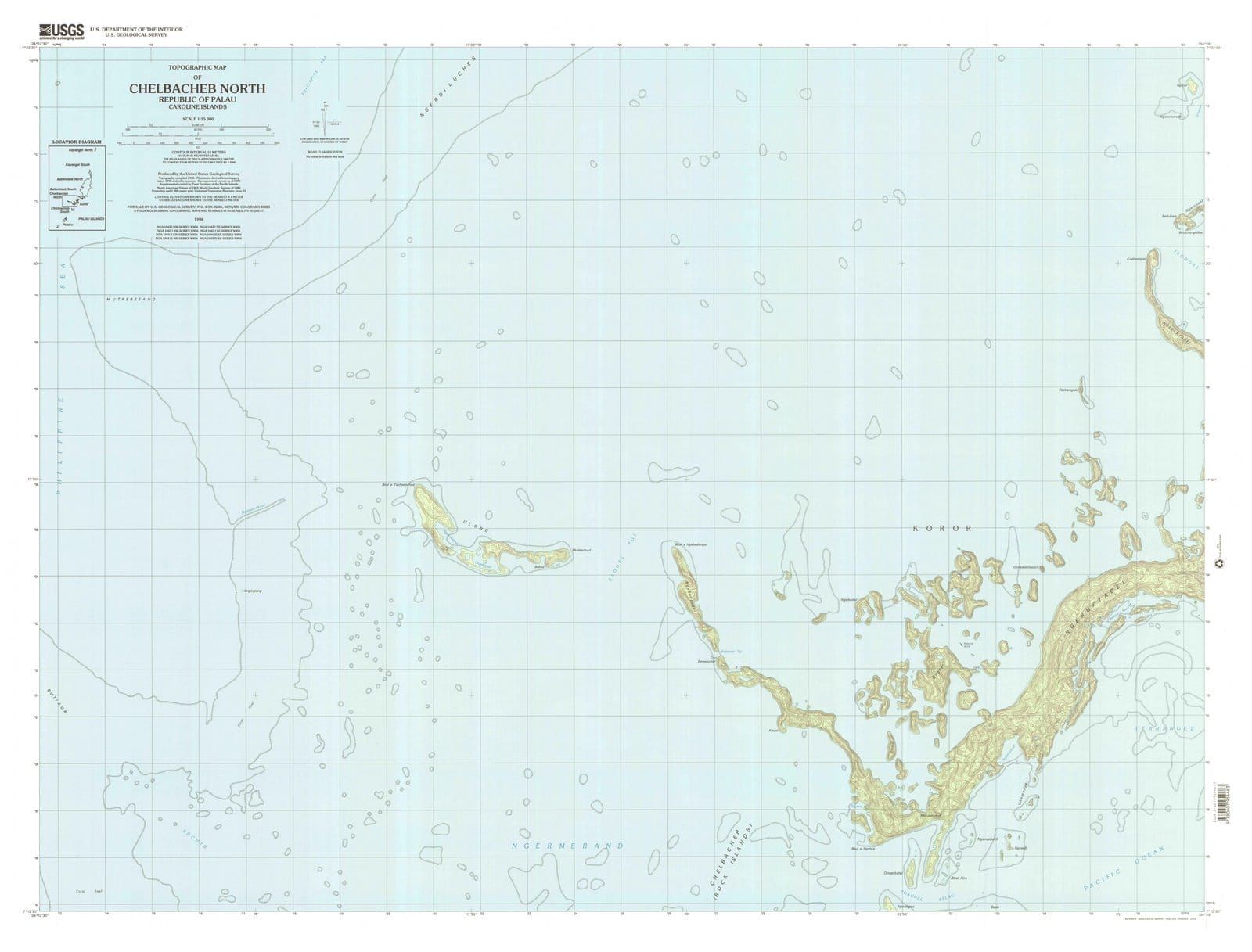 1998 Chelbacheb North, PW - Palau - USGS Topographic Map