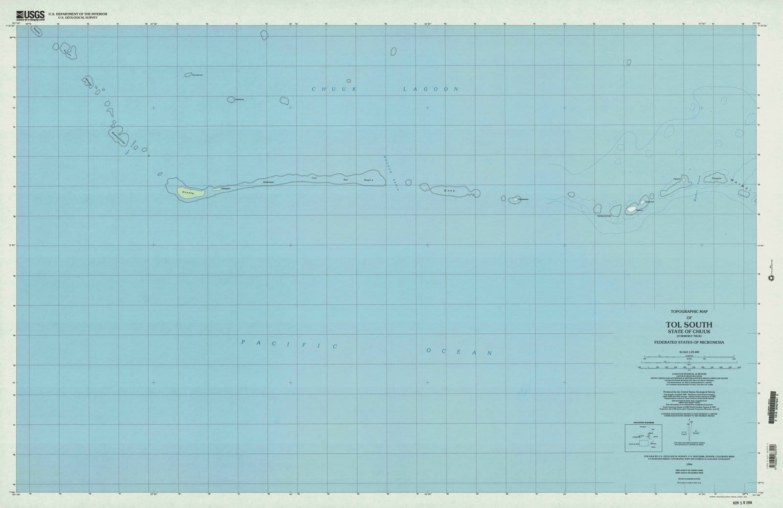 1996 Tol South, FM - Micronesia - USGS Topographic Map