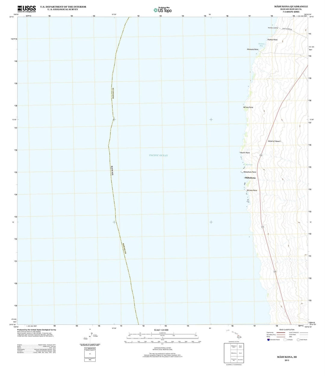 2013 Mahukona, HI - Hawaii - USGS Topographic Map