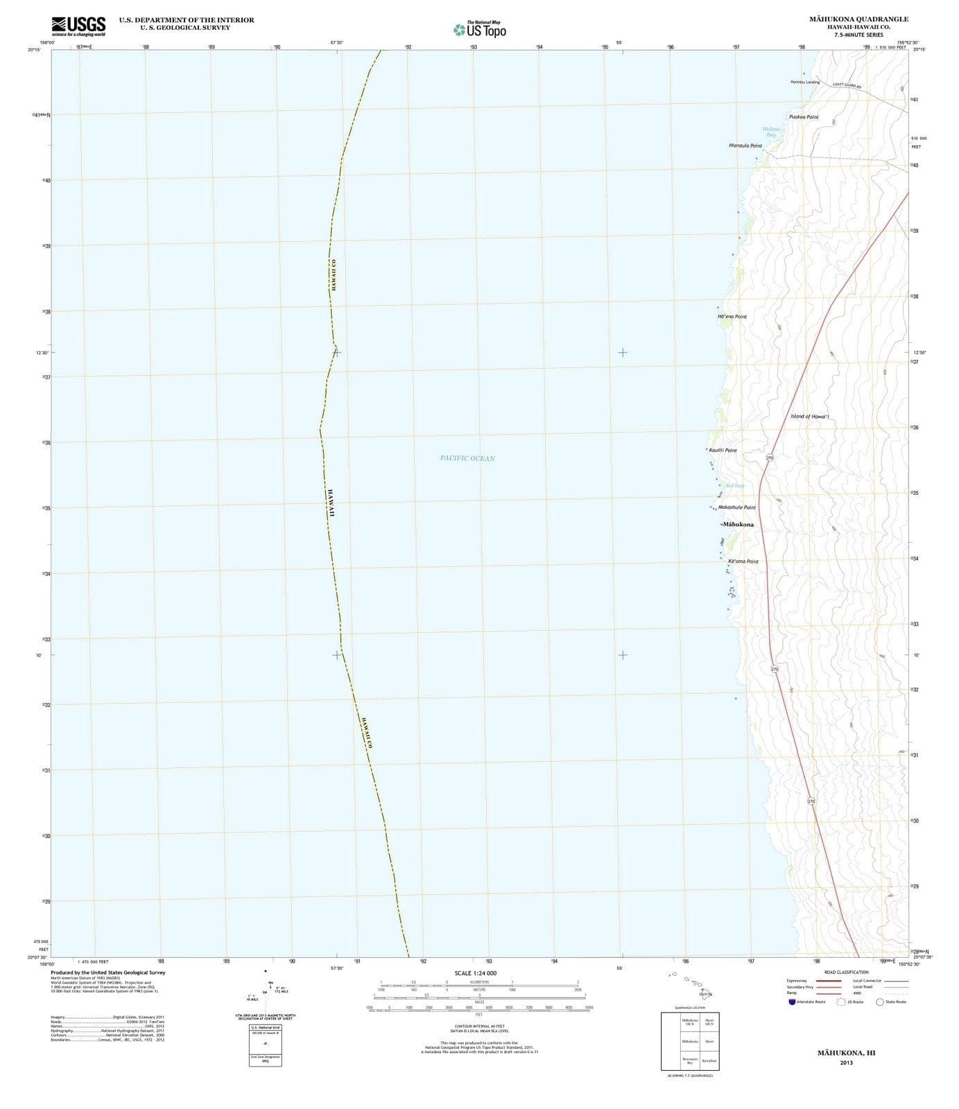 2013 Mahukona, HI - Hawaii - USGS Topographic Map