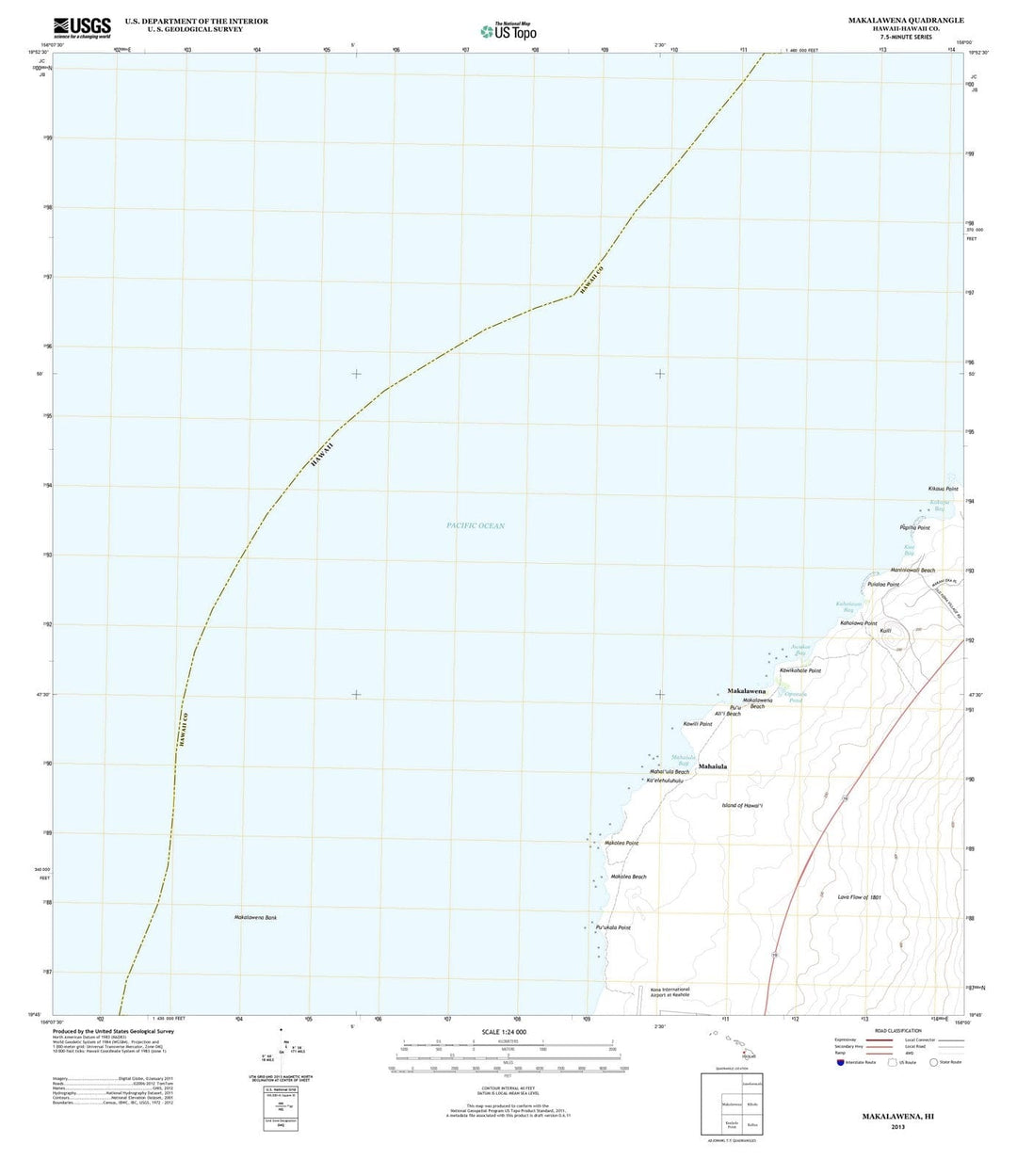 2013 Makalawena, HI - Hawaii - USGS Topographic Map